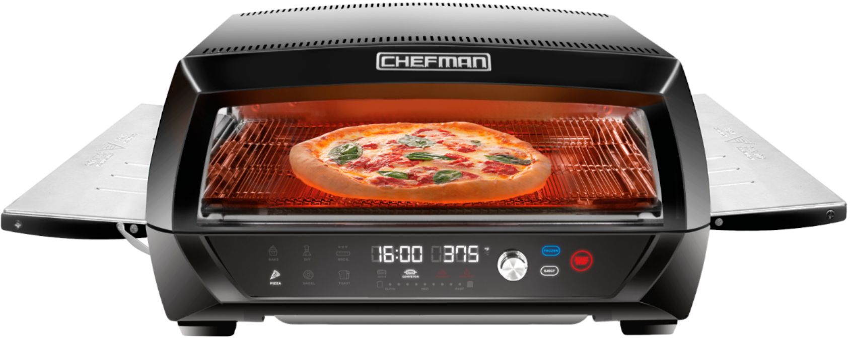 Angle View: Chefman Food Mover Conveyor Toaster Oven - Black/Stainless Steel