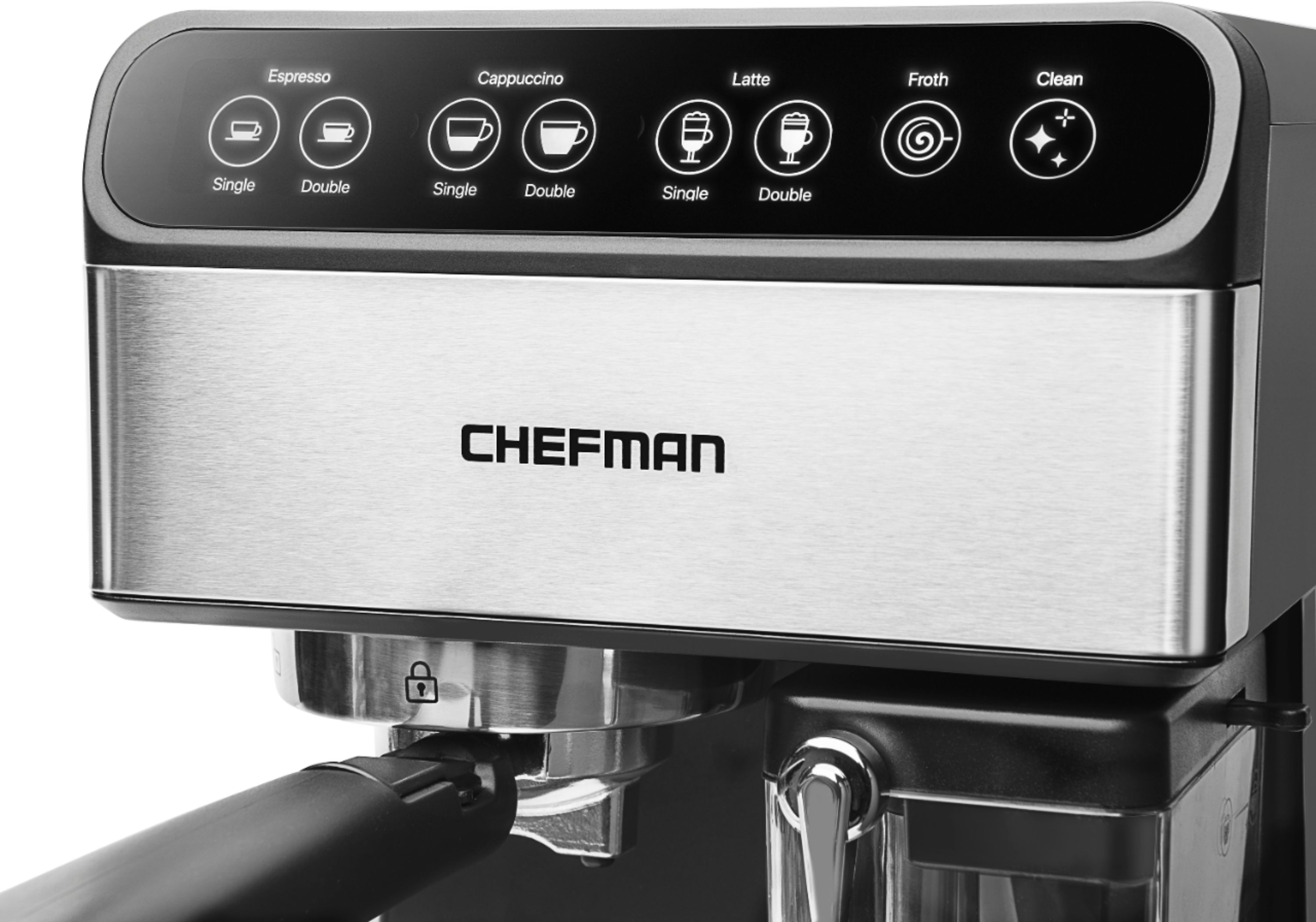 Chefman 6-in-1 Stainless Steel 15-Bar Pump Espresso Machine - On