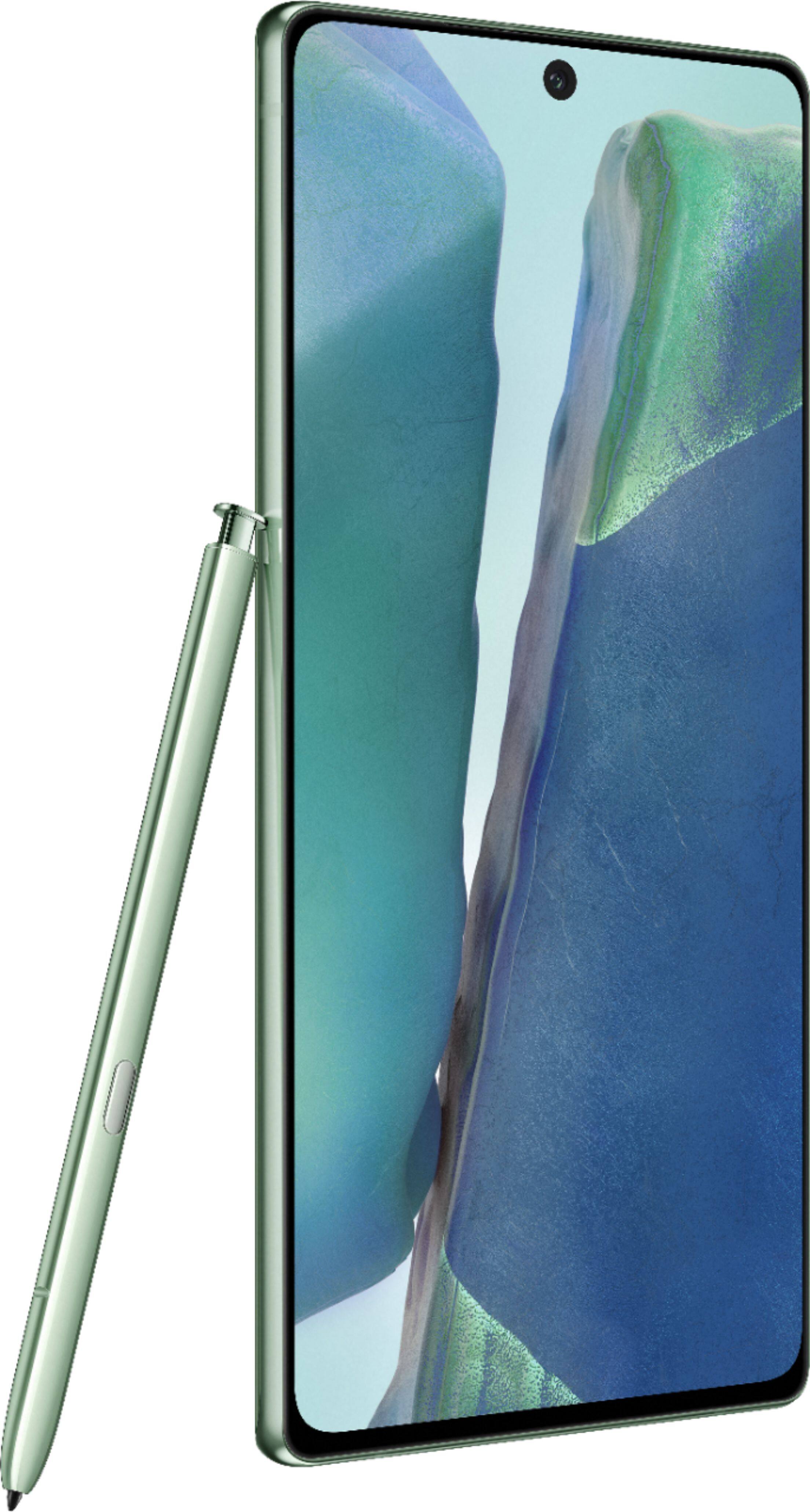 Angle. Samsung - Galaxy Note20 5G 128GB (Unlocked) - Mystic Green.