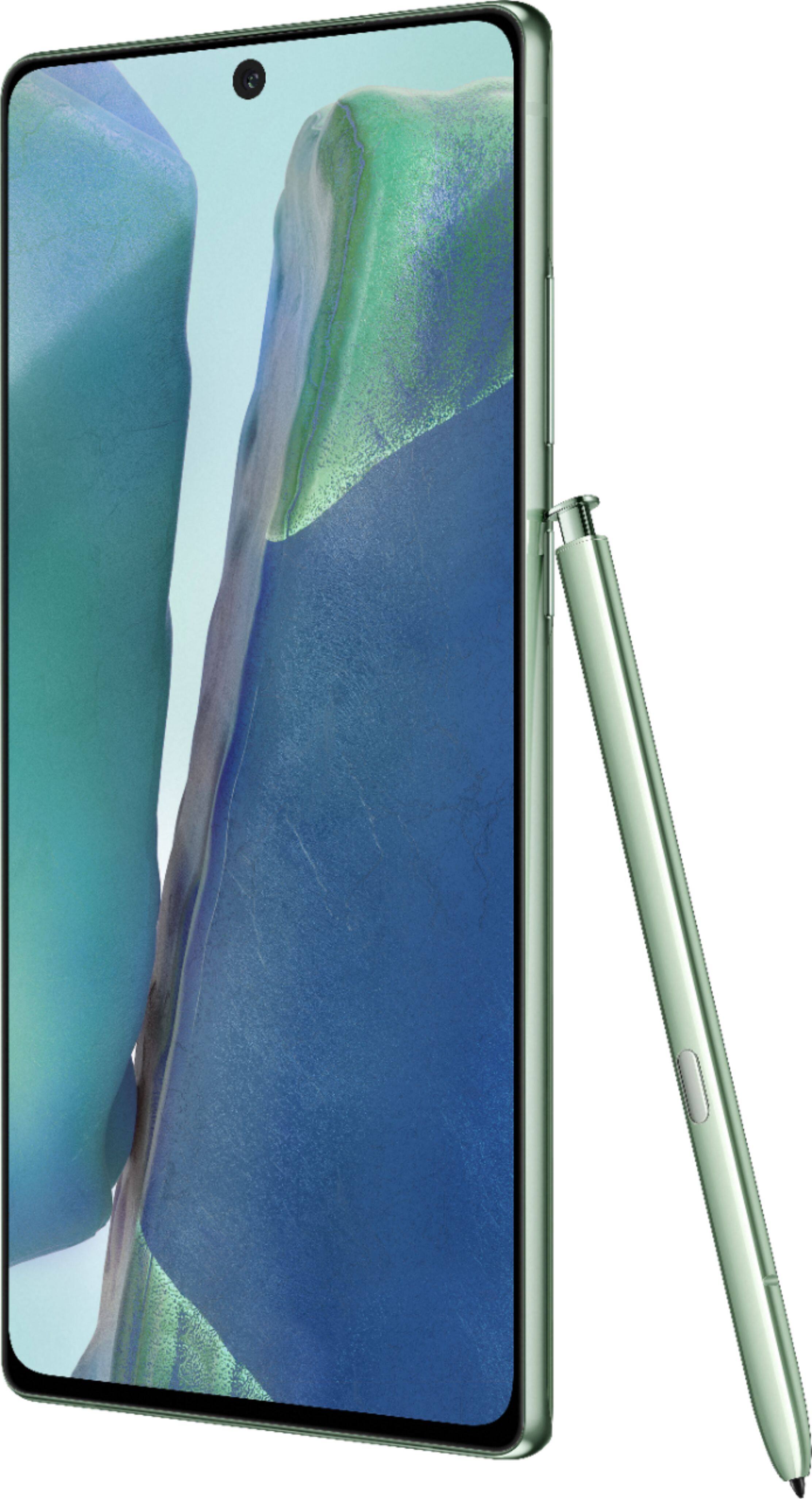 Left. Samsung - Galaxy Note20 5G 128GB (Unlocked) - Mystic Green.
