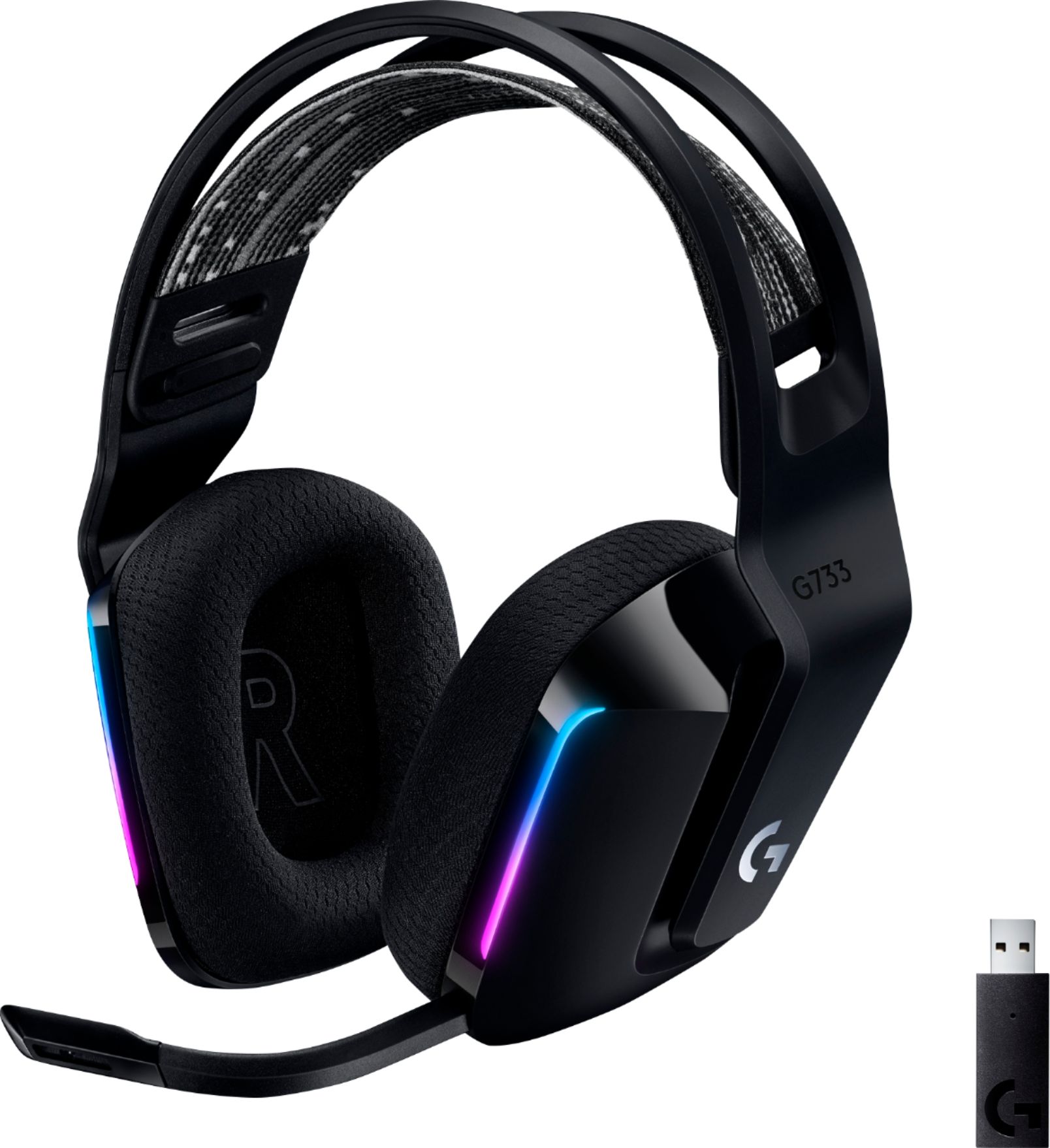 Logitech G733 LIGHTSPEED Wireless DTS Headphone:X v2.0 Over-the-Ear Gaming  Headset for PC and PlayStation Black 981-000863 - Best Buy