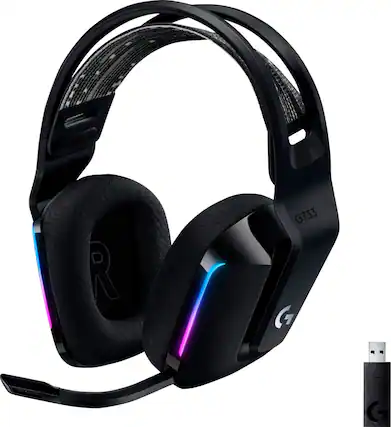 Front. Logitech - G733 LIGHTSPEED Wireless Over-the-Ear Gaming Headset for PS4, Windows - Black.
