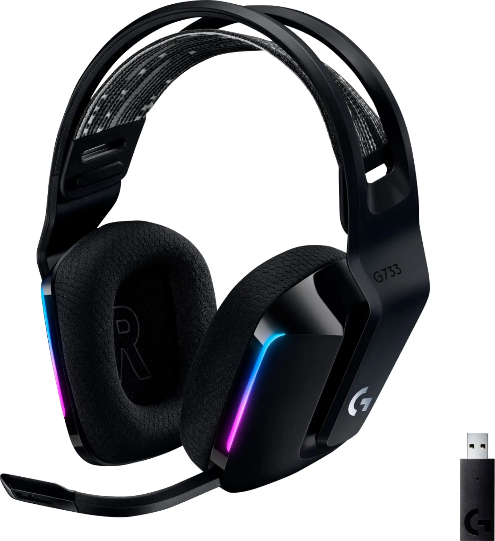 Logitech - G733 LIGHTSPEED Wireless Over-the-Ear Gaming Headset for PS4, Windows - Black