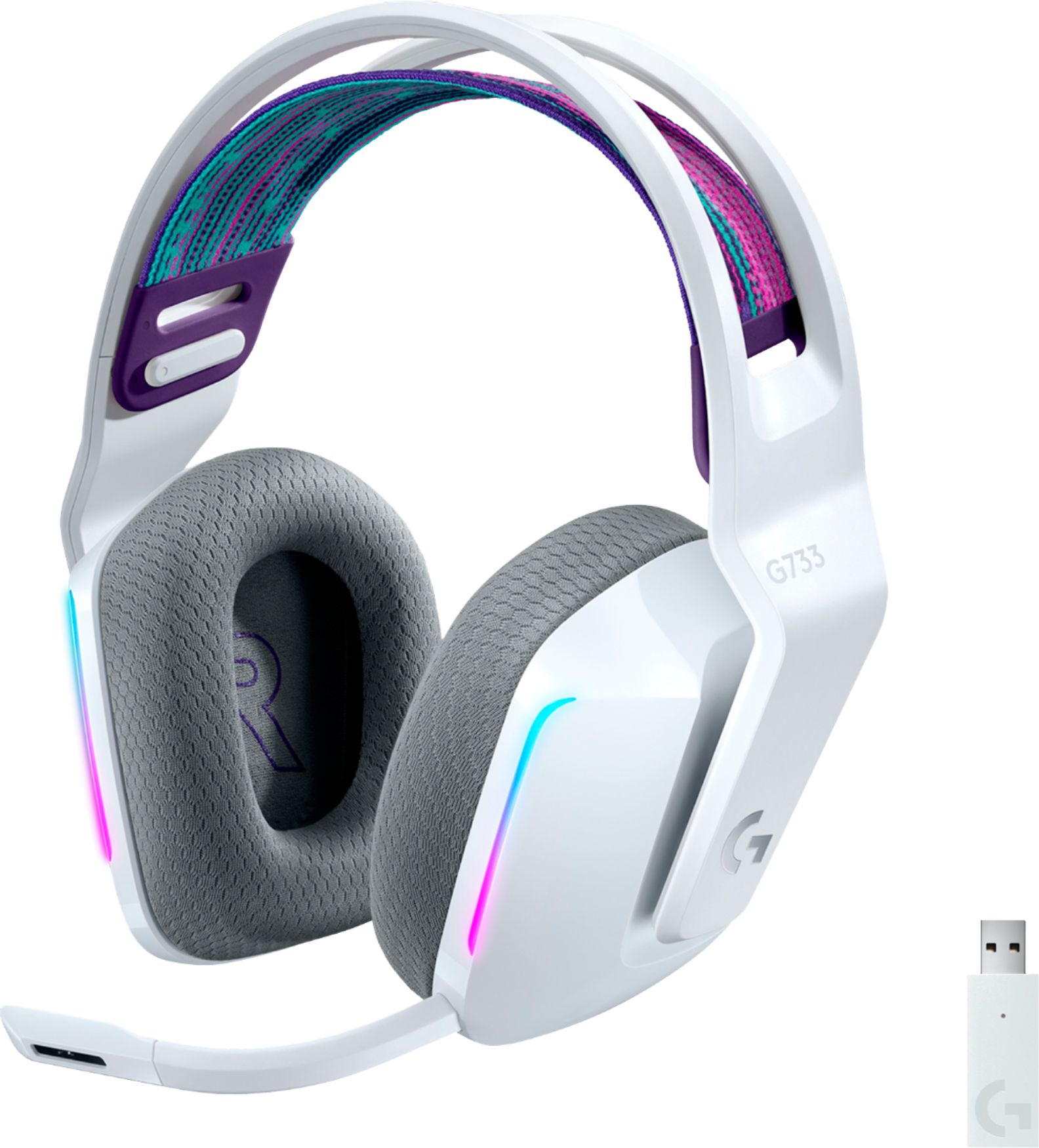 Perforatie marmeren Bloemlezing Logitech G733 LIGHTSPEED Wireless DTS Headphone:X v2.0 Over-the-Ear Gaming Headset  for PC and PlayStation White 981-000882 - Best Buy