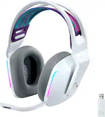 Front. Logitech - G733 LIGHTSPEED Wireless Over-the-Ear Gaming Headset for PS4, Windows - White.