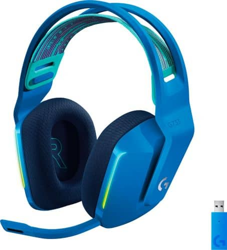 Logitech G733 LIGHTSPEED Wireless Gaming Headset, LIGHTSYNC RGB, Blue VO!CE Mic Technology, Blue