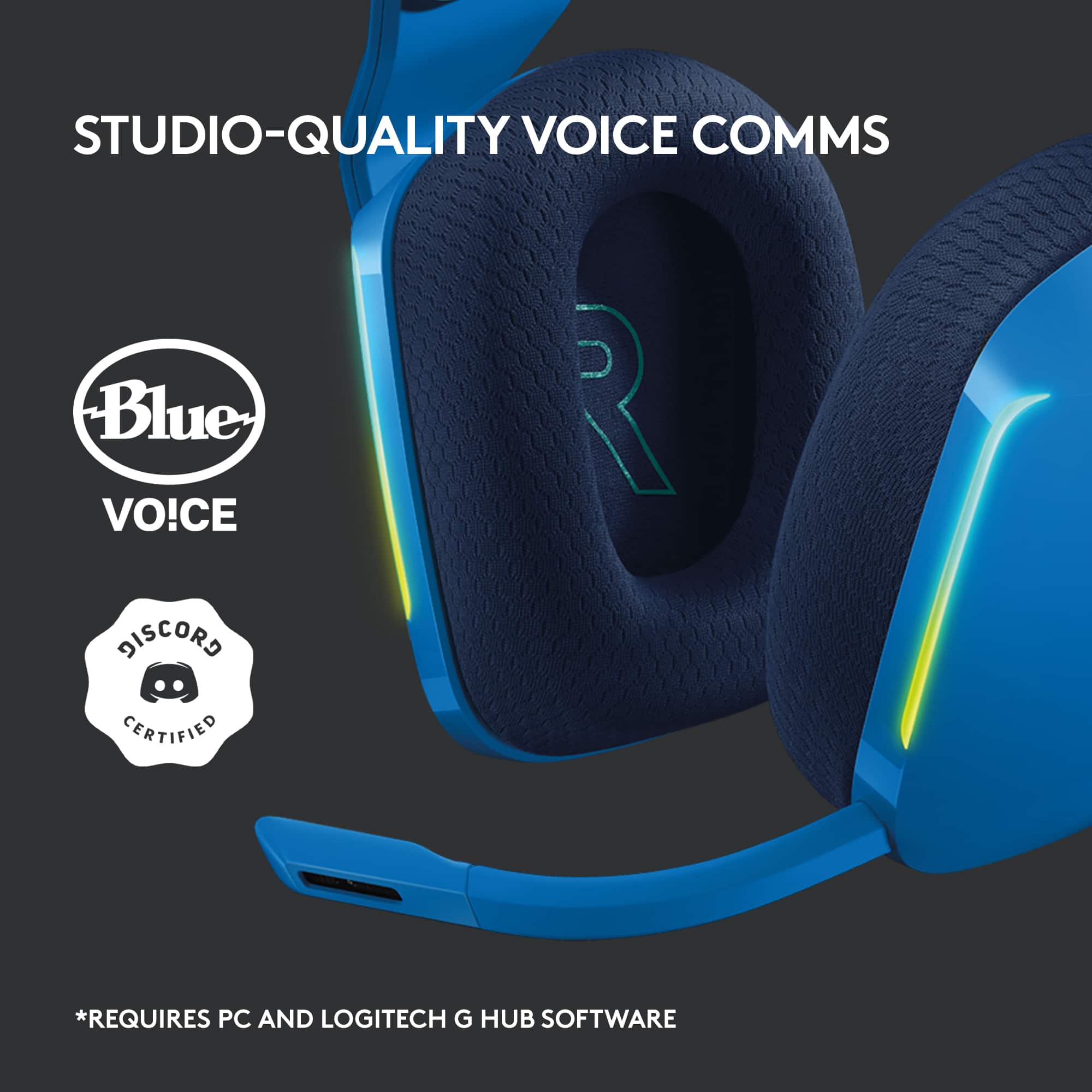 Studio-Quality Voice Commands Blue VOICE R DISCORD CERTIFIED *Requires PC and Logitech G Hub Software
