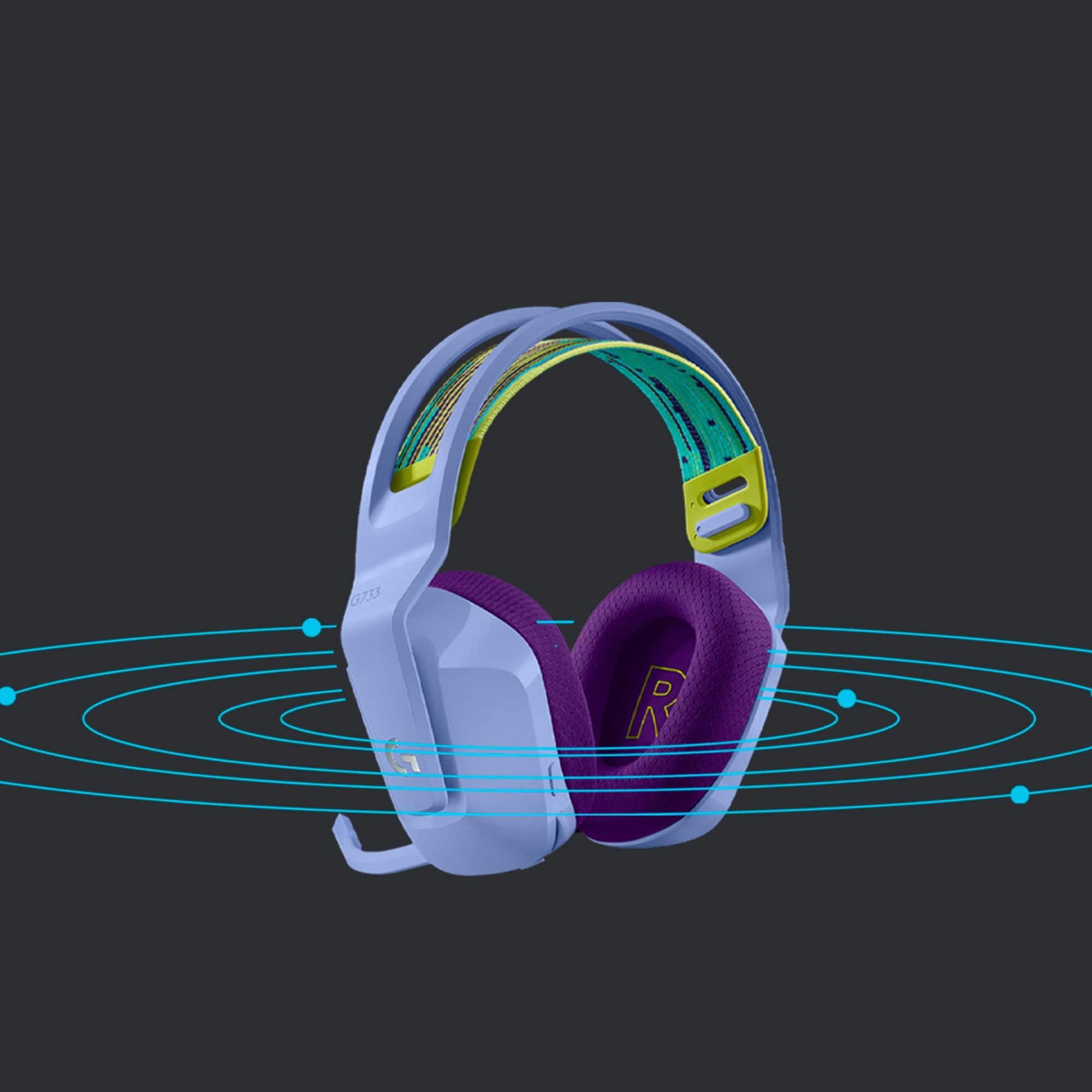 Alt View 17. Logitech - G733 LIGHTSPEED Wireless Over-the-Ear Gaming Headset for PS4, Windows - Lilac.