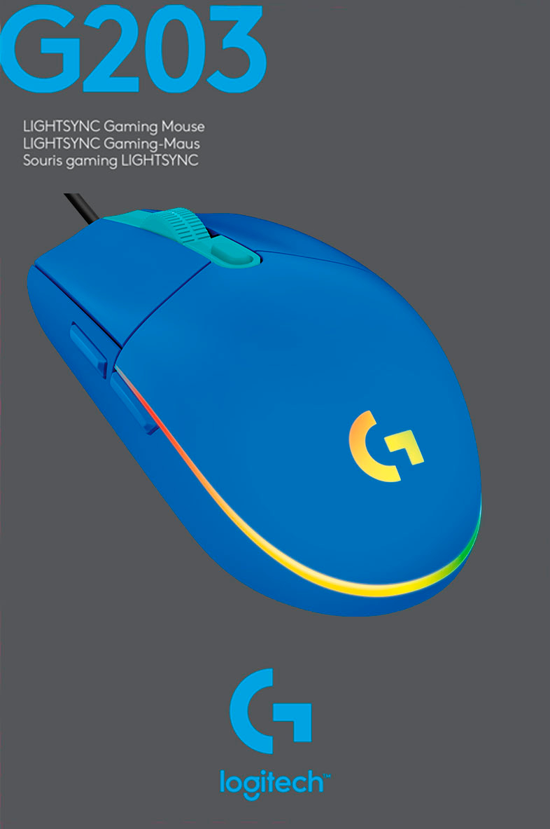Logitech G203 LIGHTSYNC Wired Optical Gaming Mouse with 8,000 DPI sensor  Blue 910-005792 - Best Buy | Kabelmäuse