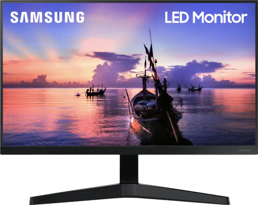 Front. Samsung - 27" T350 Series IPS FHD, AMD FreeSync Monitor (VESA, HDMI, VGA) - Dark Blue Gray.