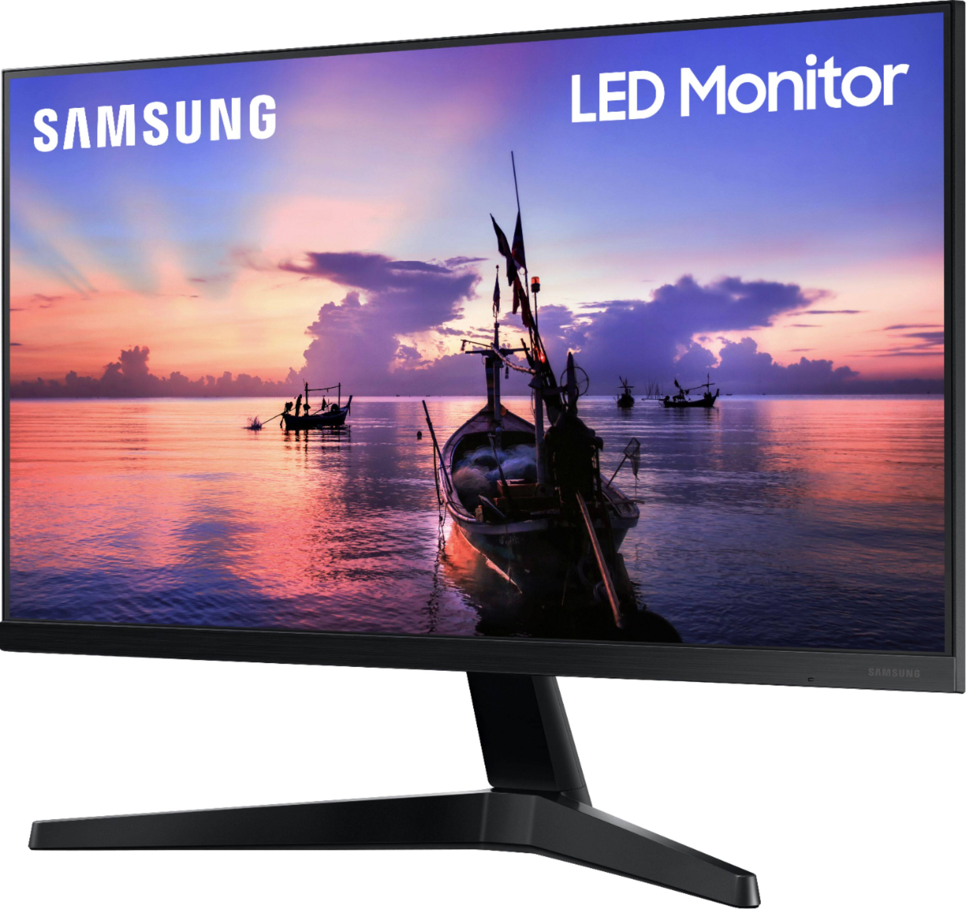 Left. Samsung - 24" T350 Series IPS FHD, AMD FreeSync Monitor (VESA, HDMI, VGA) - Dark Blue Gray.