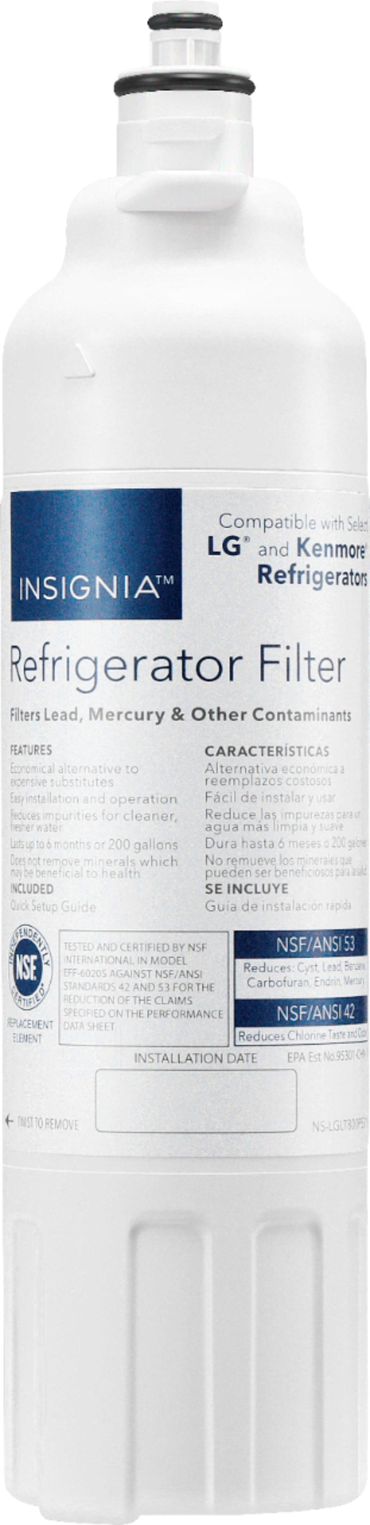 Insignia™ - NSF 42/53 Water Filter Replacement for Select LG and Kenmore Refrigerators - White