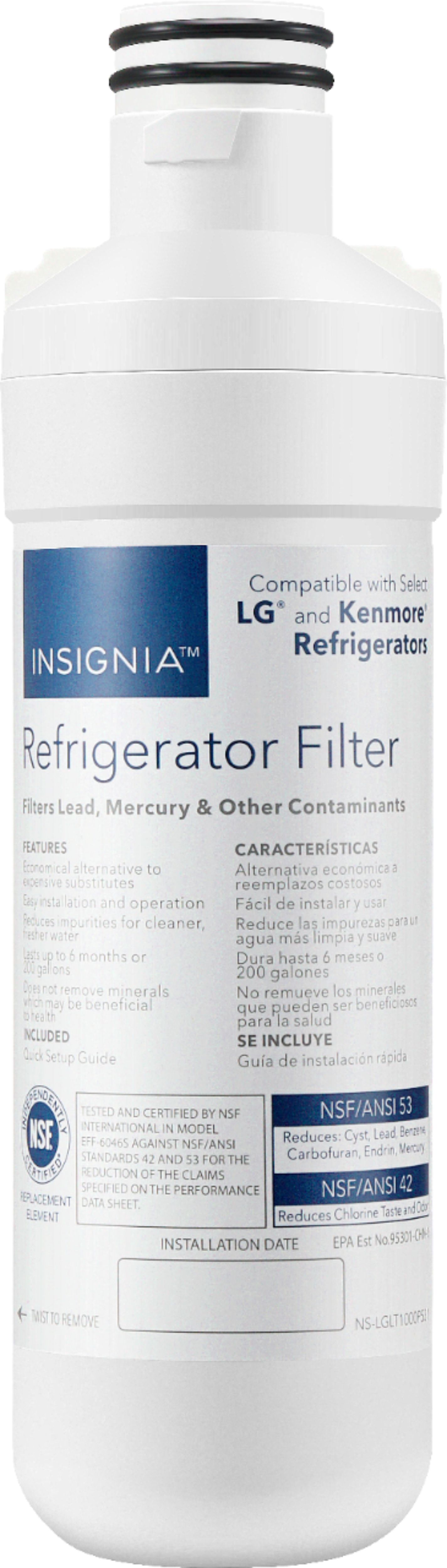 Insignia™ - NSF 42/53 Water Filter Replacement for Select LG and Kenmore Refrigerators - White