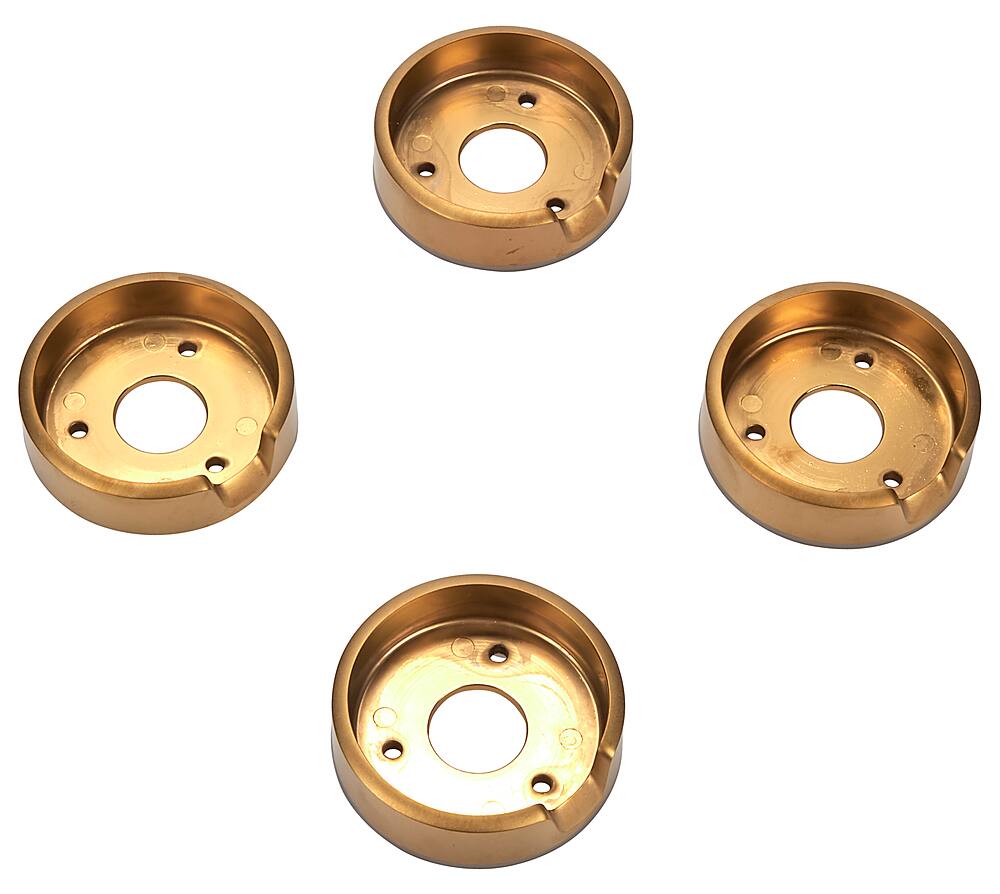Front. JennAir - Set of 4 Control Knob Bezels for Range Oven - Brass.