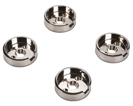 Front. JennAir - Set of 4 Control Knob Bezels for Range Surface/Grille - Silver.