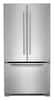 Front. JennAir - RISE 21.9 Cu. Ft. French Door Counter-Depth Refrigerator with Gourmet Bay drawer and TriSensor Climate Control - Stainless Steel.