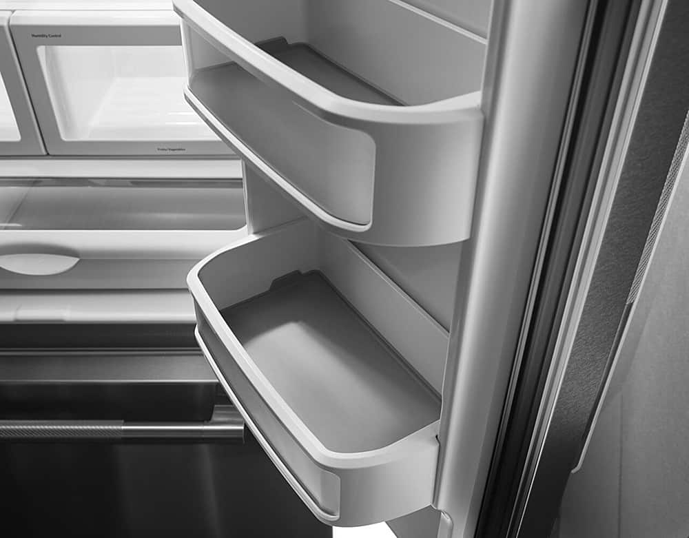 Alt View 16. JennAir - RISE 21.9 Cu. Ft. French Door Counter-Depth Refrigerator with Gourmet Bay drawer and TriSensor Climate Control - Stainless Steel.