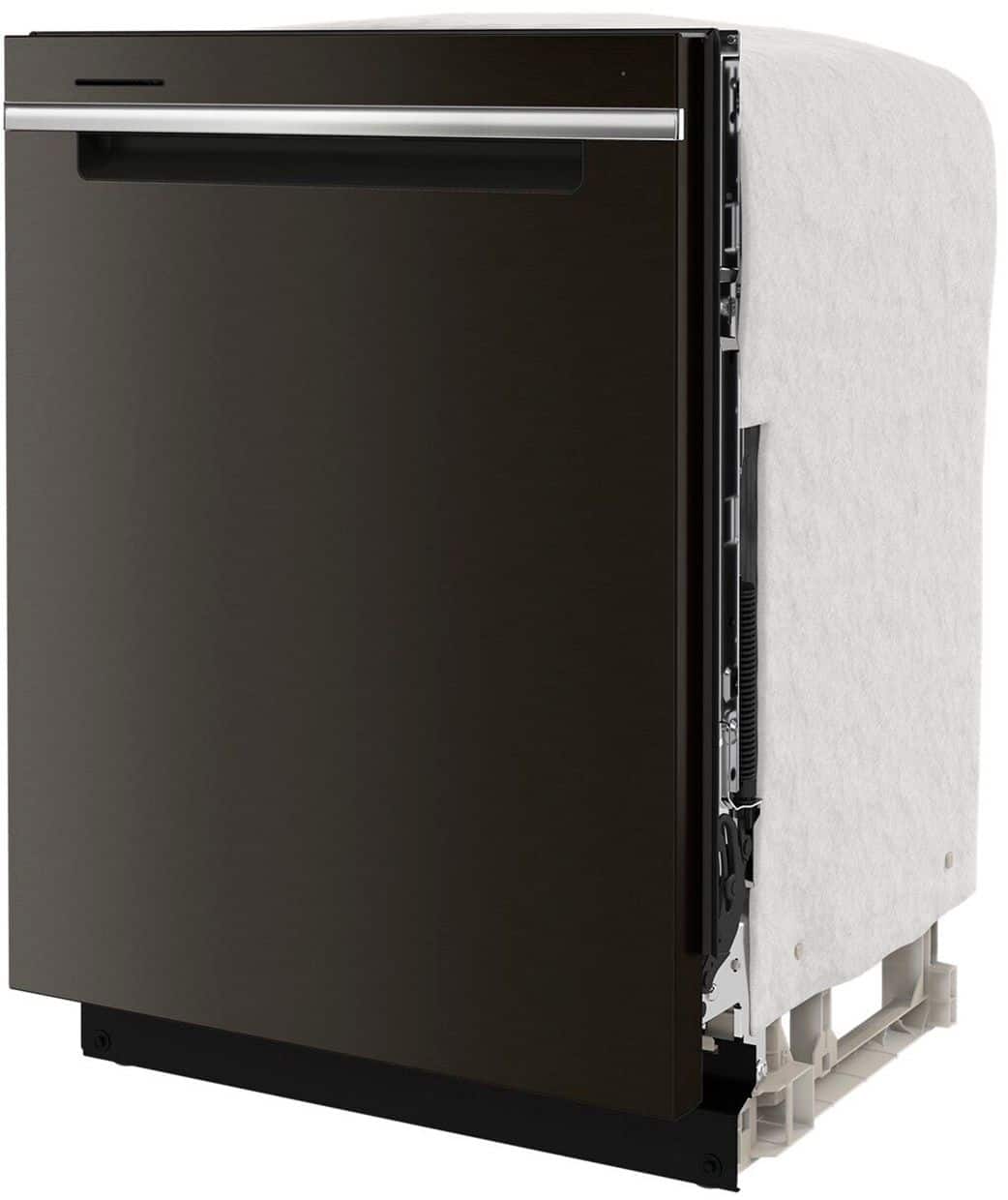 Angle. Whirlpool - 24" Top Control Built-In Dishwasher with Stainless Steel Tub, Large Capacity, 3rd Rack, 47 dBA - Black Stainless Steel.