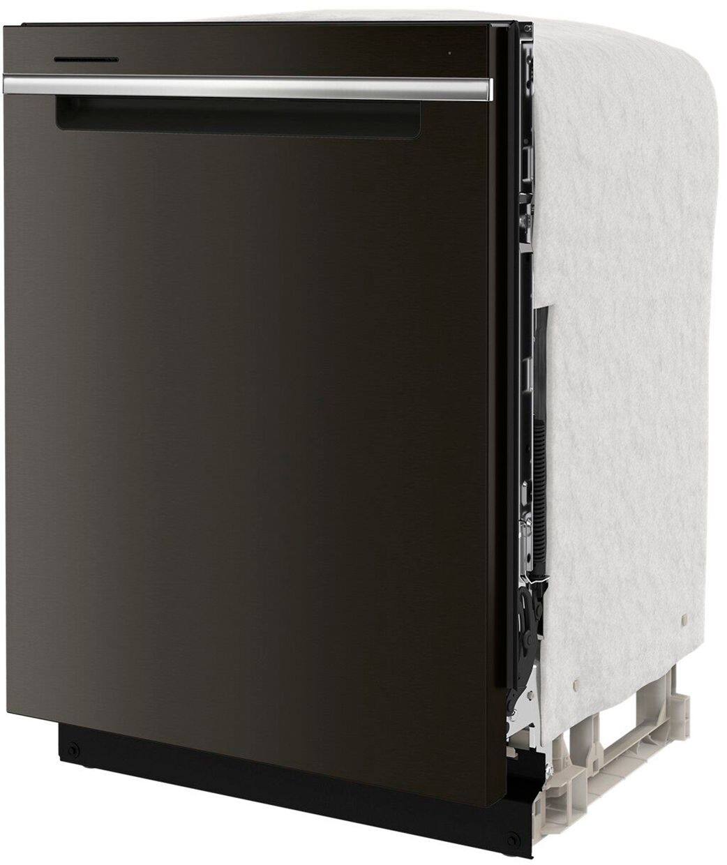 Angle. Whirlpool - 24" Top Control Built-In Dishwasher with Stainless Steel Tub, Large Capacity, 3rd Rack, 47 dBA - Black Stainless Steel.