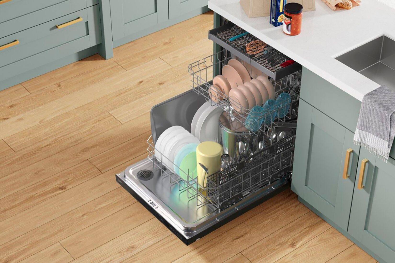 Alt View 14. Whirlpool - 24" Top Control Built-In Dishwasher with Stainless Steel Tub, Large Capacity, 3rd Rack, 47 dBA - Black Stainless Steel.