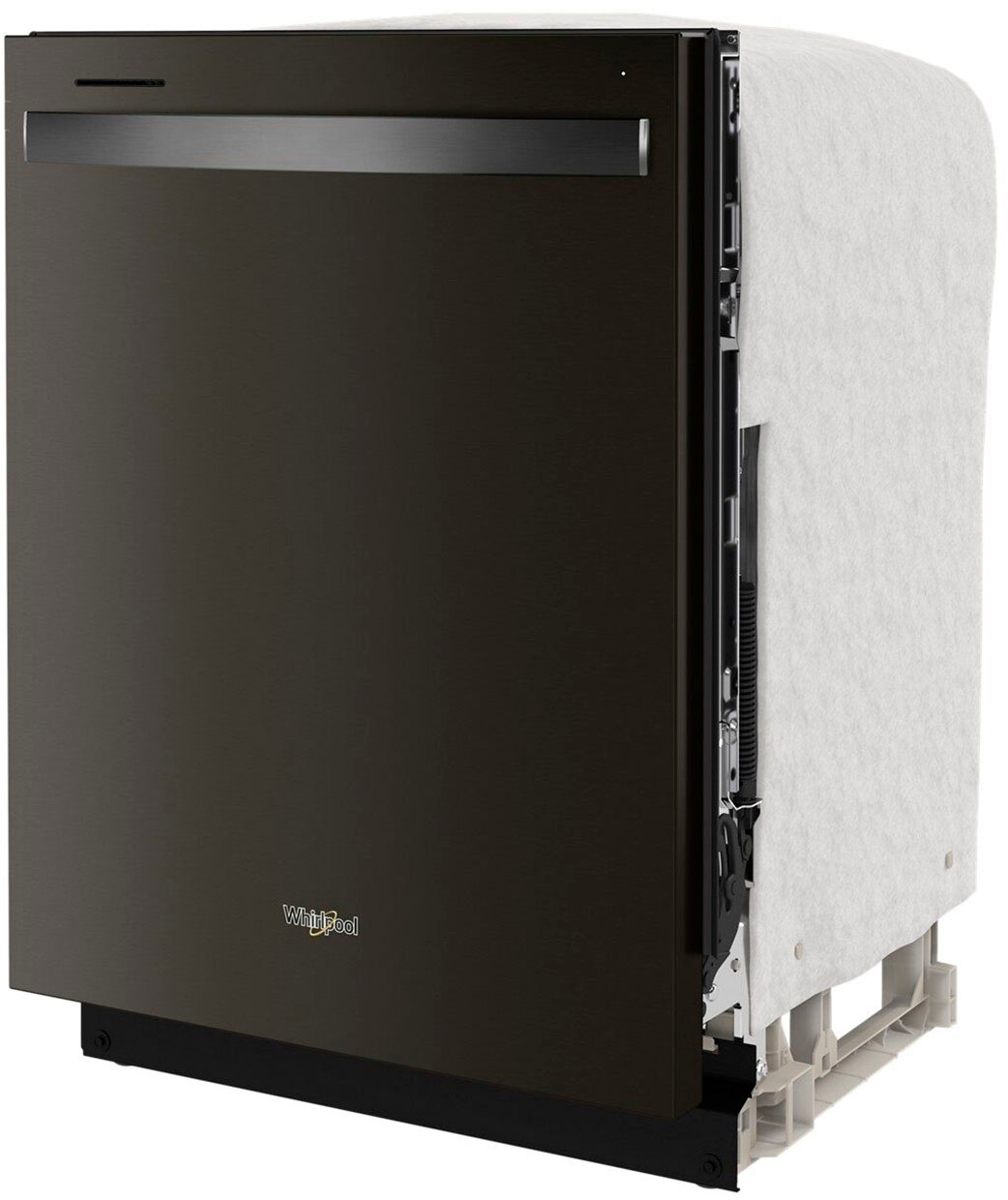 Angle View: Whirlpool WDT750SAKV Large Capacity Dishwasher with 3rd Rack- Black Stainless