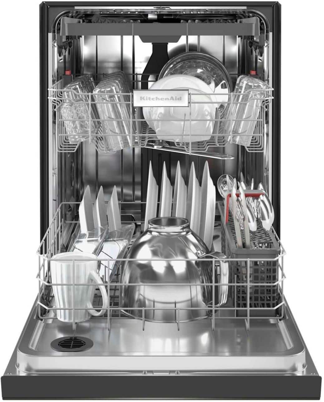 Alt View 11. KitchenAid - 24" Front Control Built-In Dishwasher with Stainless Steel Tub, PrintShield Finish, 3rd Rack, 39 dBA - Black Stainless Steel.