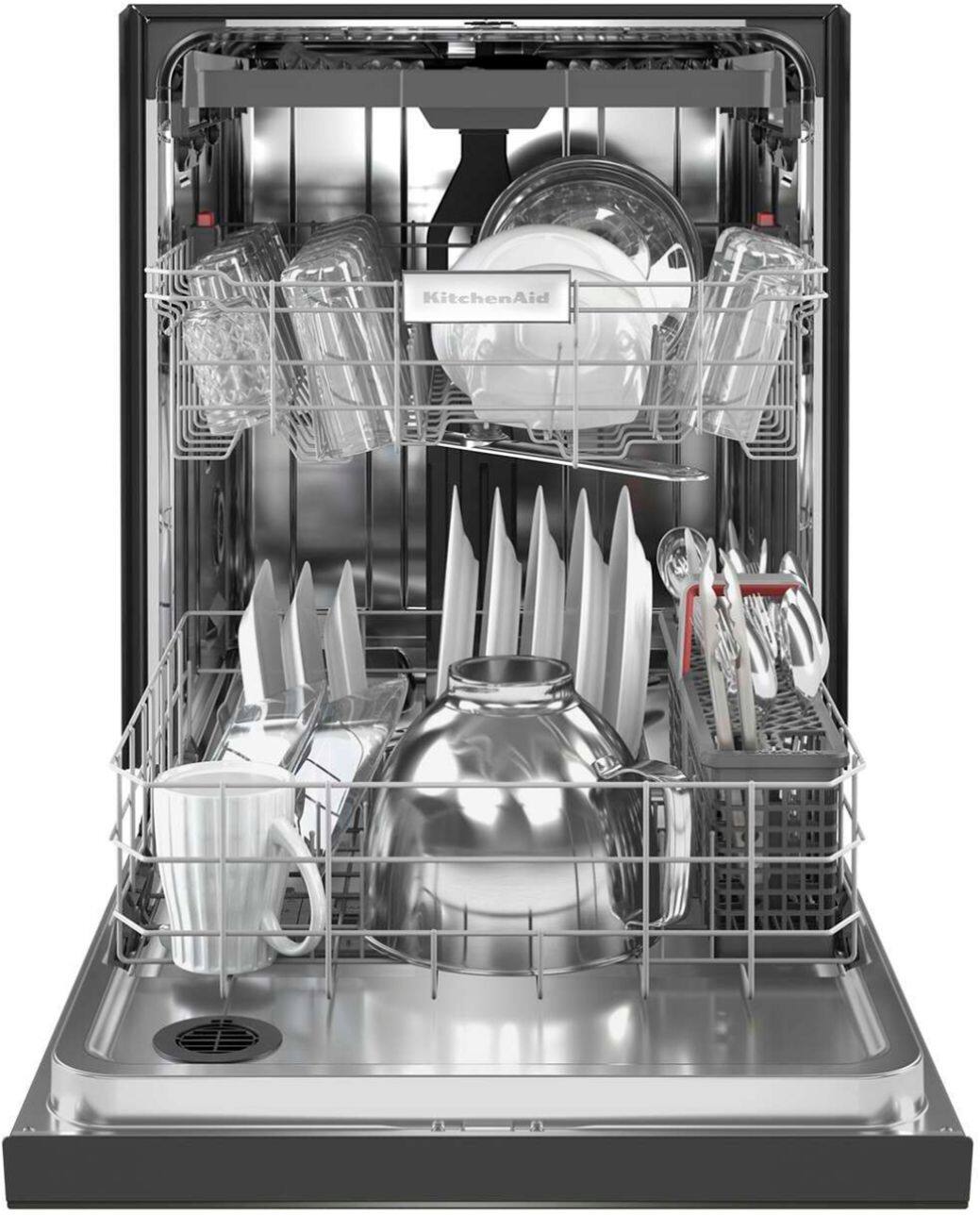 Alt View 11. KitchenAid - 24" Front Control Built-In Dishwasher with Stainless Steel Tub, PrintShield Finish, 3rd Rack, 39 dBA - Black Stainless Steel.