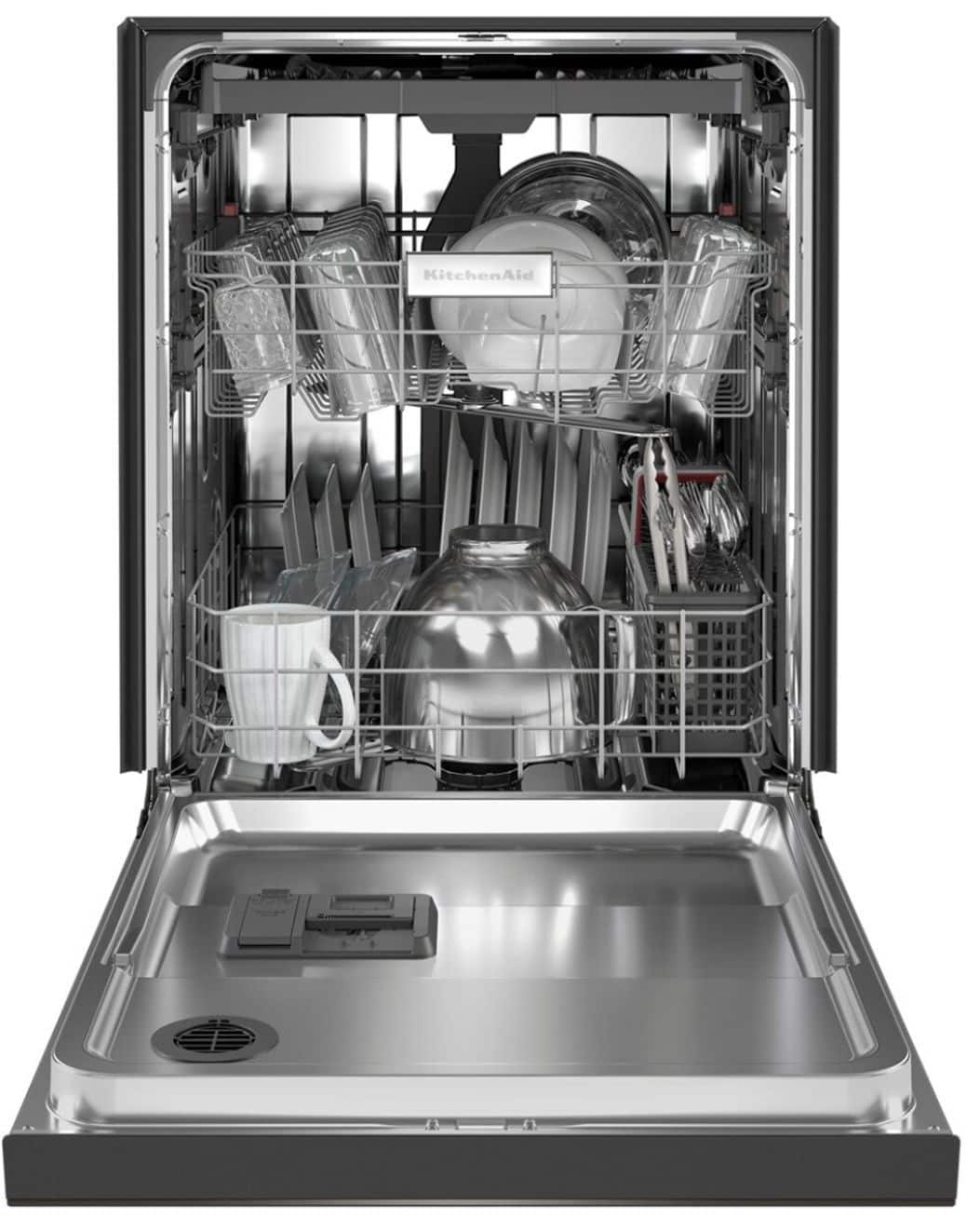 Alt View 12. KitchenAid - 24" Front Control Built-In Dishwasher with Stainless Steel Tub, PrintShield Finish, 3rd Rack, 39 dBA - Black Stainless Steel.