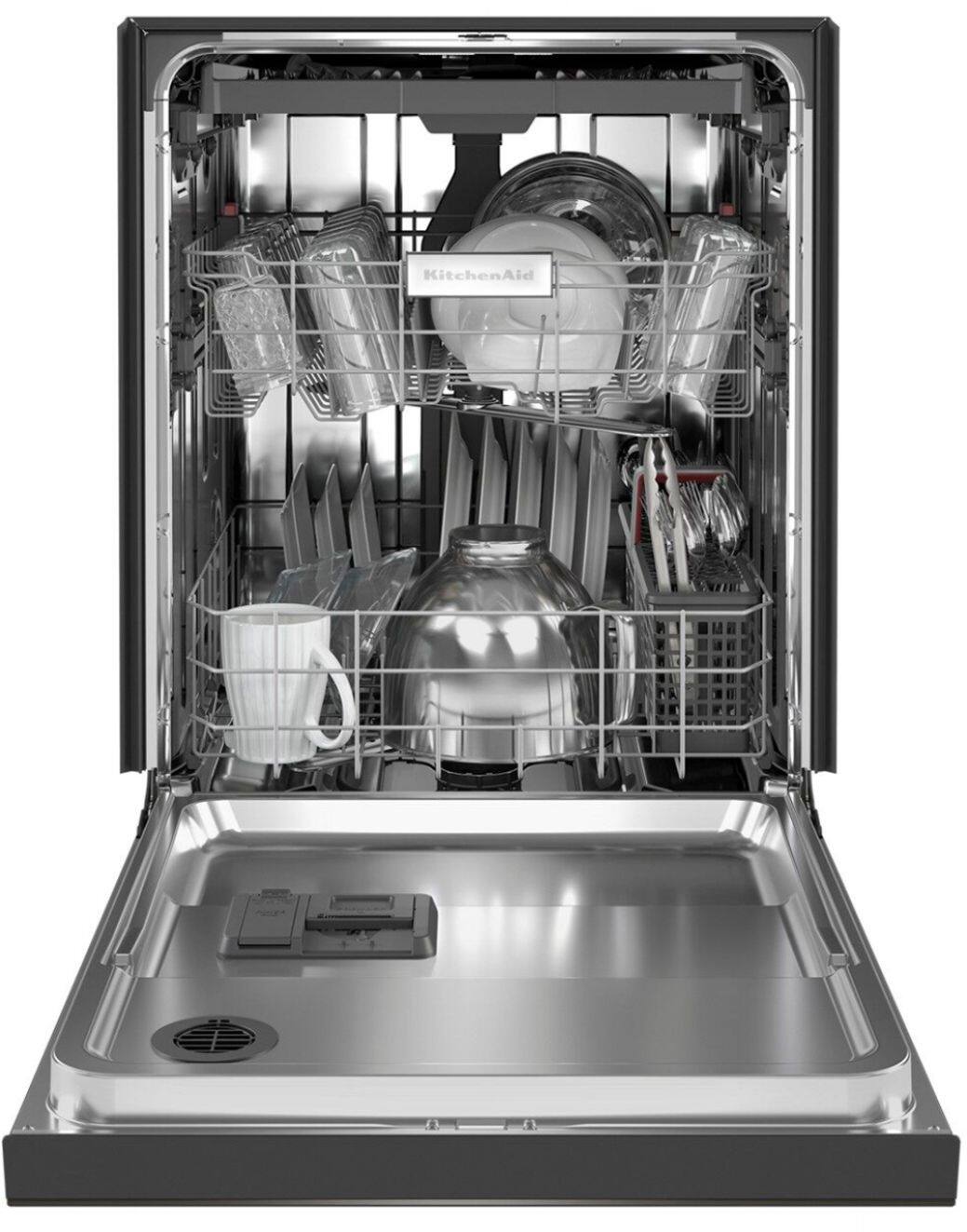 Alt View 12. KitchenAid - 24" Front Control Built-In Dishwasher with Stainless Steel Tub, PrintShield Finish, 3rd Rack, 39 dBA - Black Stainless Steel.
