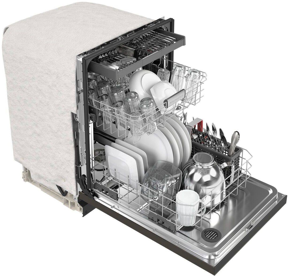 Alt View 14. KitchenAid - 24" Front Control Built-In Dishwasher with Stainless Steel Tub, PrintShield Finish, 3rd Rack, 39 dBA - Black Stainless Steel.