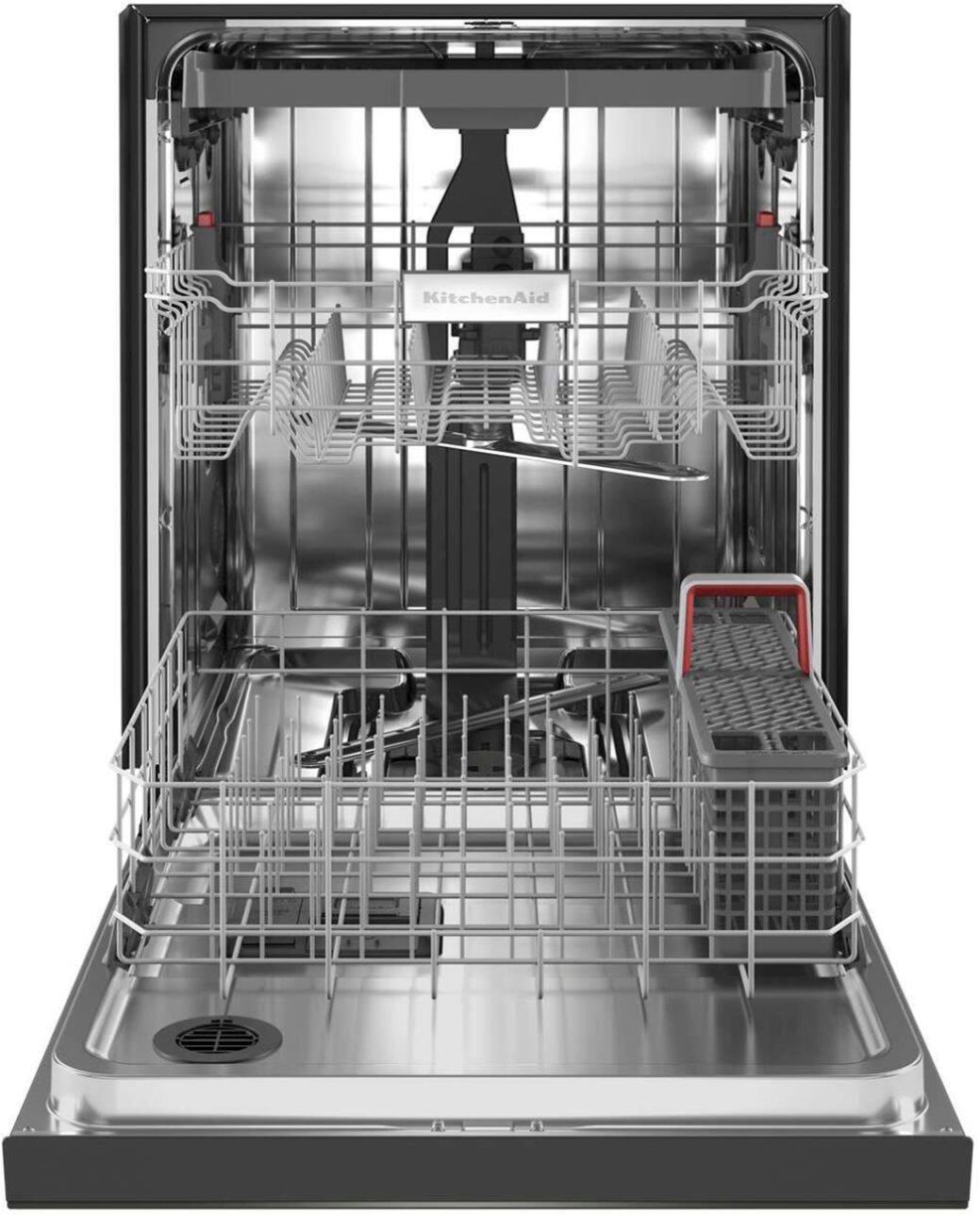 Alt View 2. KitchenAid - 24" Front Control Built-In Dishwasher with Stainless Steel Tub, PrintShield Finish, 3rd Rack, 39 dBA - Black Stainless Steel.