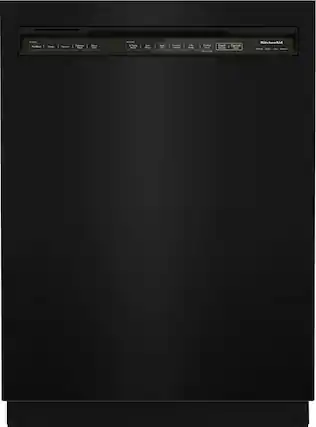 Front. KitchenAid - 24" Front Control Built-In Dishwasher with Stainless Steel Tub, ProWash Cycle, 3rd Rack, 39 dBA - Black.