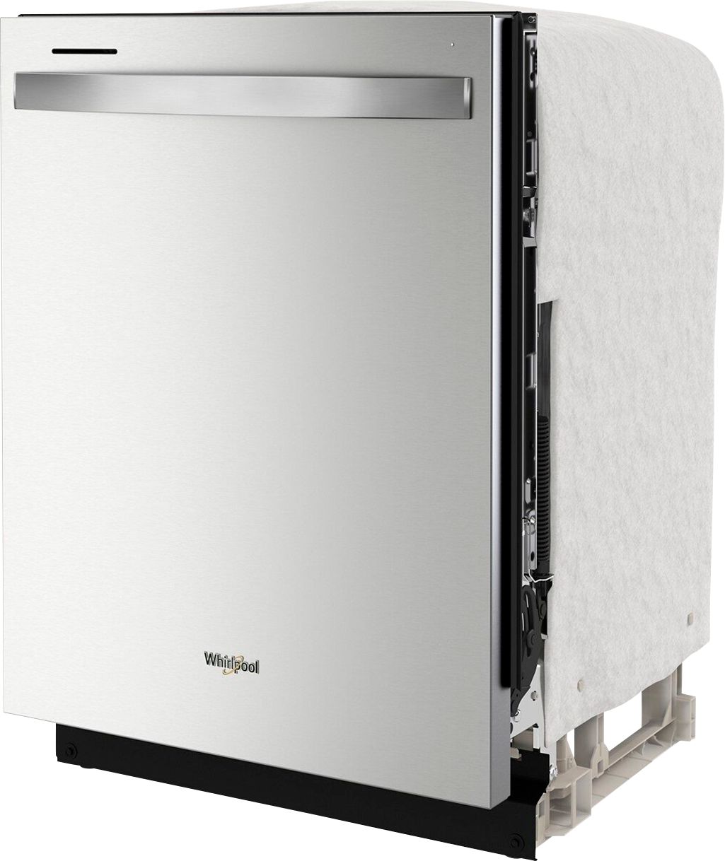 Angle View: Bosch - 300 Series 24" Scoop Handle Dishwasher with Stainless Steel Tub - Stainless steel
