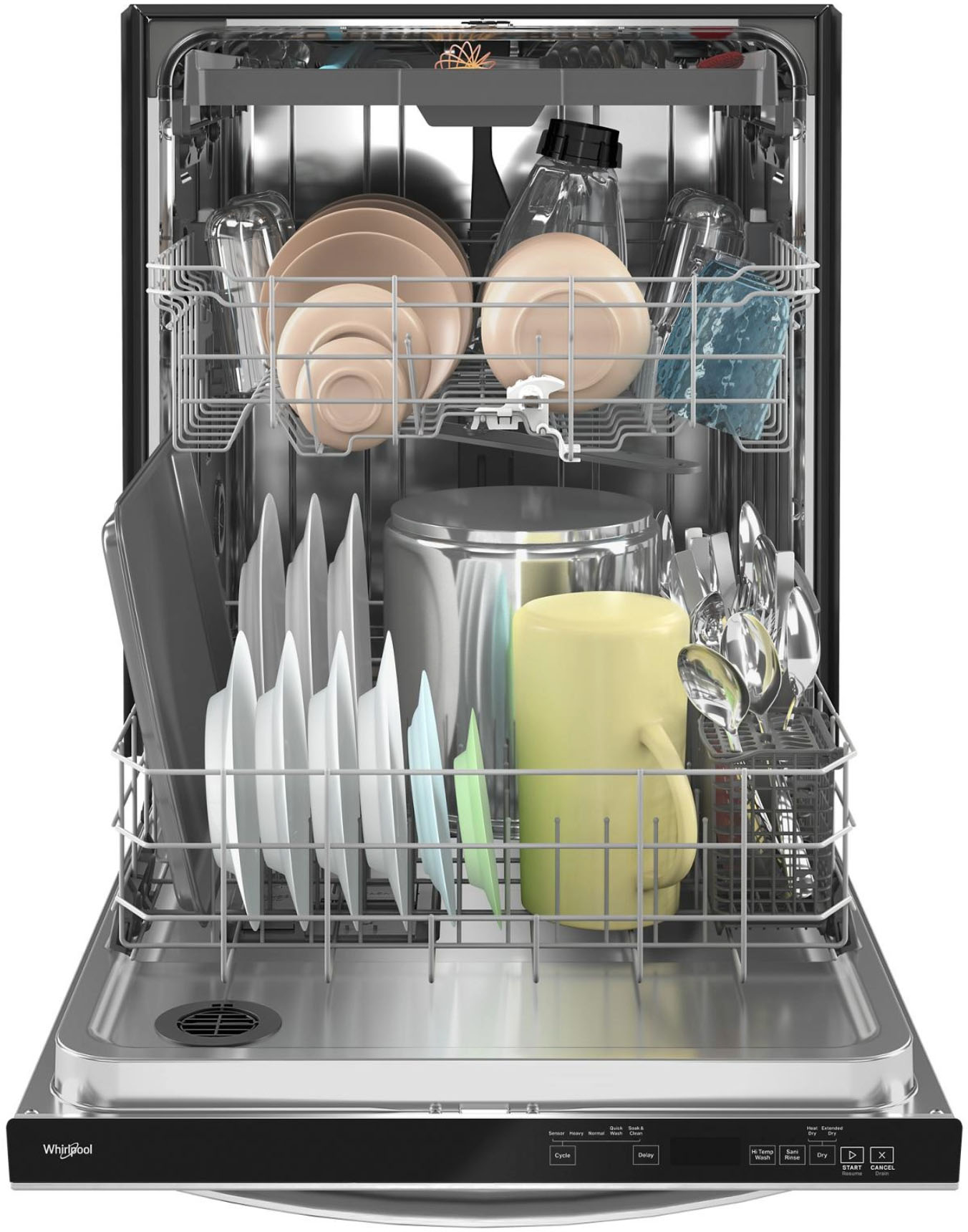 Left View: Bosch - 300 Series 24" Scoop Handle Dishwasher with Stainless Steel Tub - Stainless steel