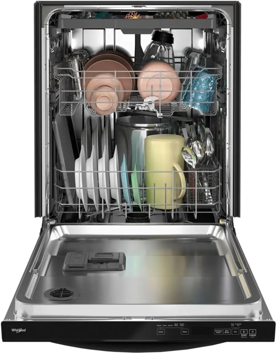 Alt View 16. Whirlpool - 24" Top Control Built-In Dishwasher with Stainless Steel Tub, Large Capacity, 3rd Rack, 47 dBA - Black.
