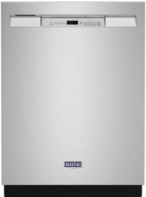 Maytag - 24" Front Control Built-In Dishwasher with Stainless Steel Tub, Dual Power Filtration, 50 dBA - Stainless steel