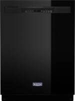 Maytag - 24" Front Control Built-In Dishwasher with Stainless Steel Tub, Dual Power Filtration, 50 dBA - Black - Front_Standard