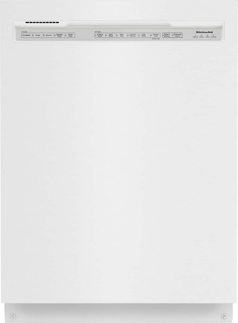 Front. KitchenAid - 24" Front Control Built-In Dishwasher with Stainless Steel Tub, ProWash Cycle, 3rd Rack, 39 dBA - White.