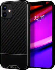 Front. Spigen - Core Armor Case for Apple iPhone 12/12 Pro - Black.