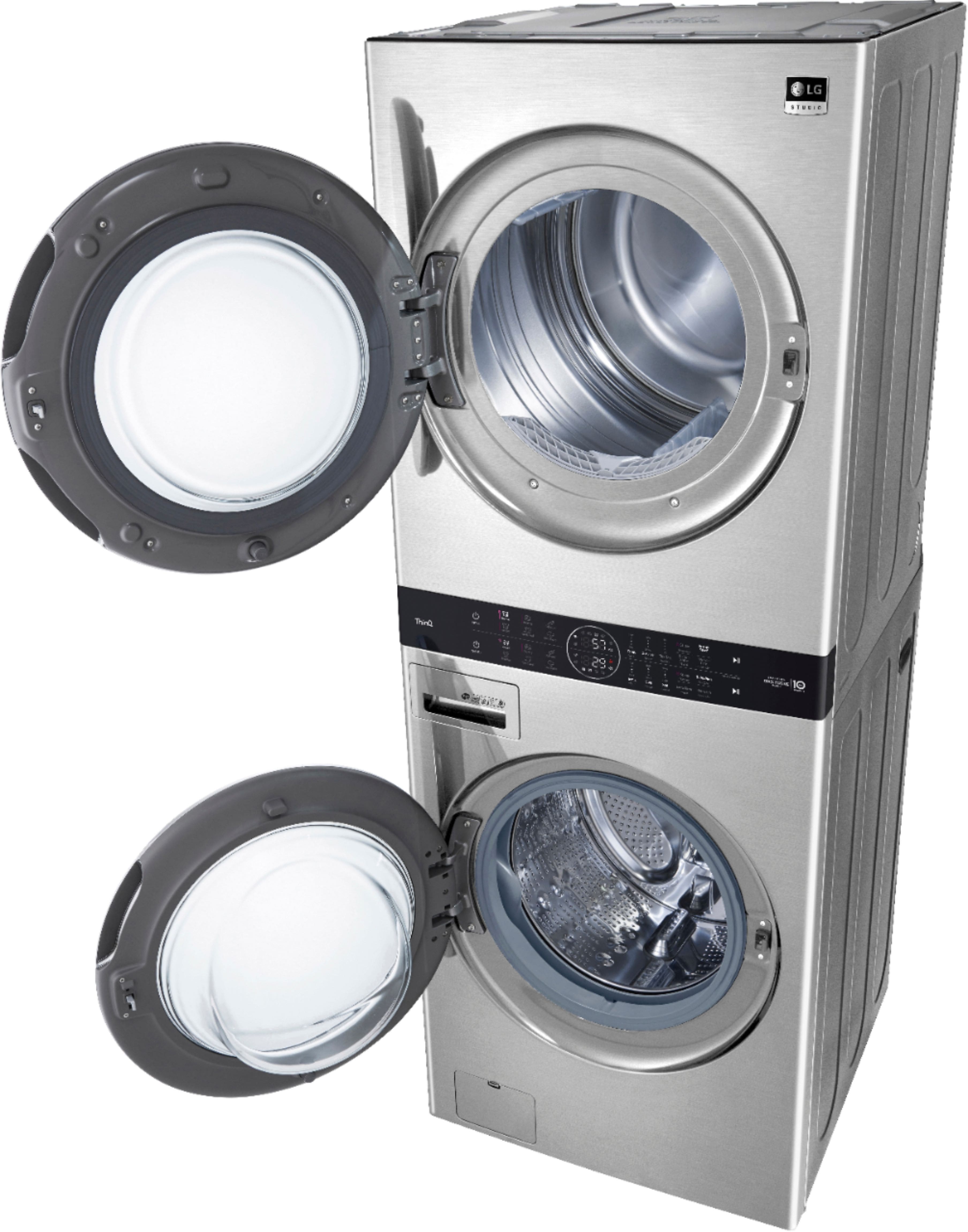 Alt View 11. LG - STUDIO 5.0 Cu. Ft. HE Smart Front Load Washer and 7.4 Cu. Ft. Gas Dryer WashTower with Steam and Built-In Intelligence - Noble Steel.