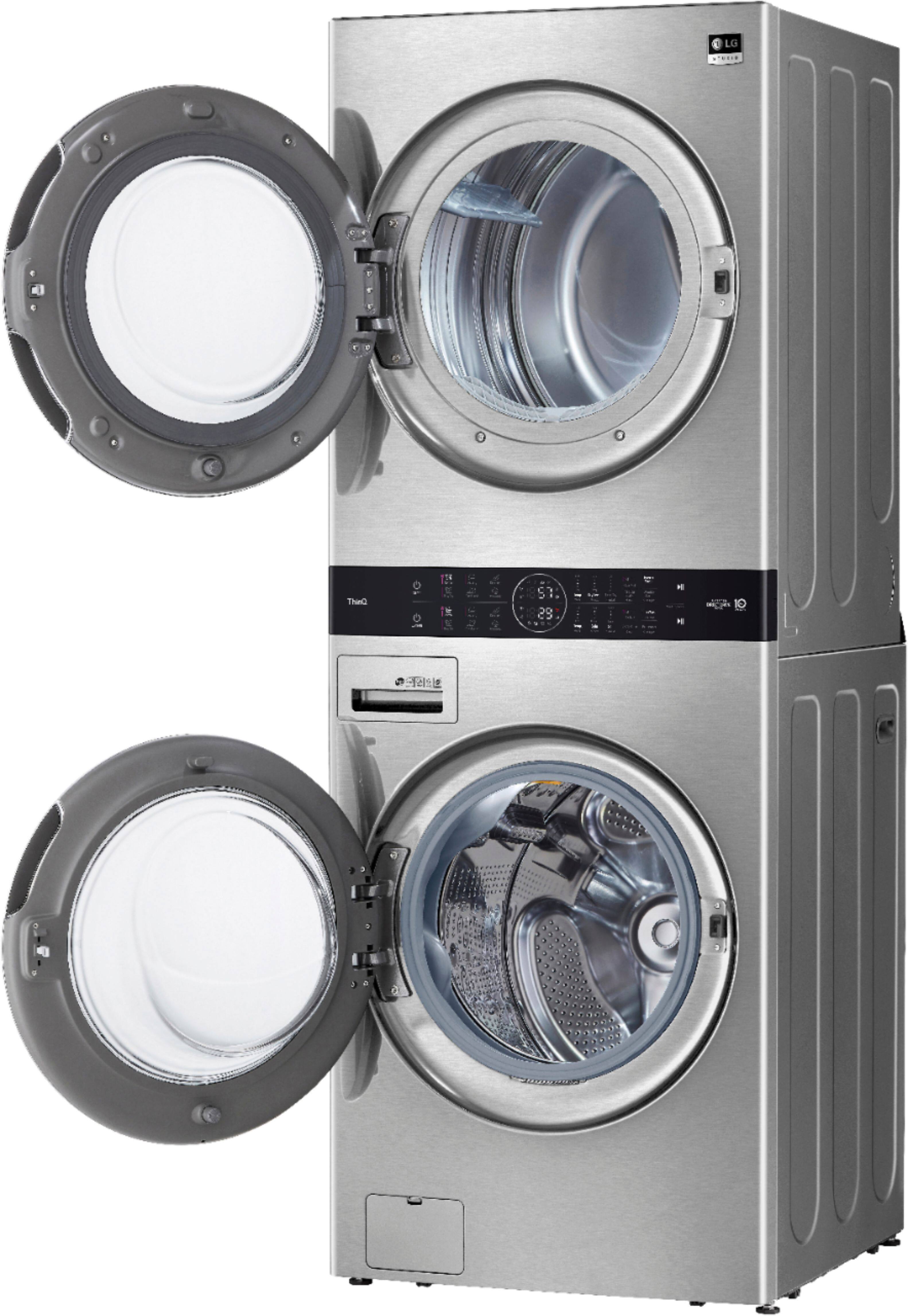 Alt View 13. LG - STUDIO 5.0 Cu. Ft. HE Smart Front Load Washer and 7.4 Cu. Ft. Gas Dryer WashTower with Steam and Built-In Intelligence - Noble Steel.