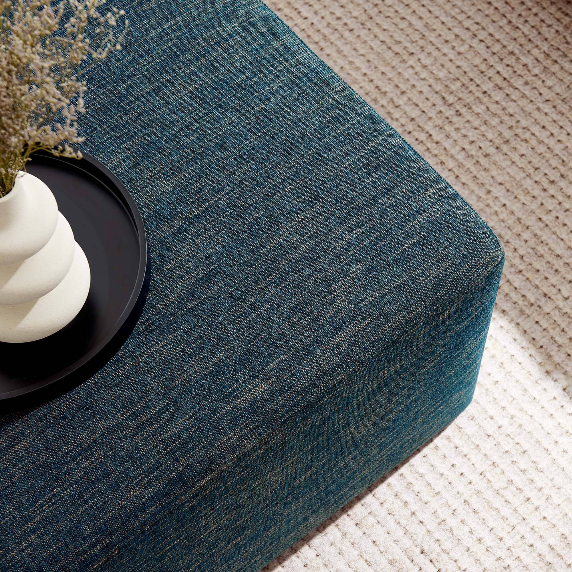 Alt View 2. Modway - Callum Large 28" Square Woven Heathered Fabric Upholstered Ottoman by Modway - Heathered Weave Azure.