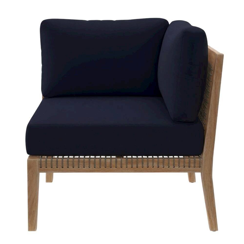 Back. Outdoor Escape - Outdoor Patio Teak Wood Corner Chair For Lounge Seating - Brown.