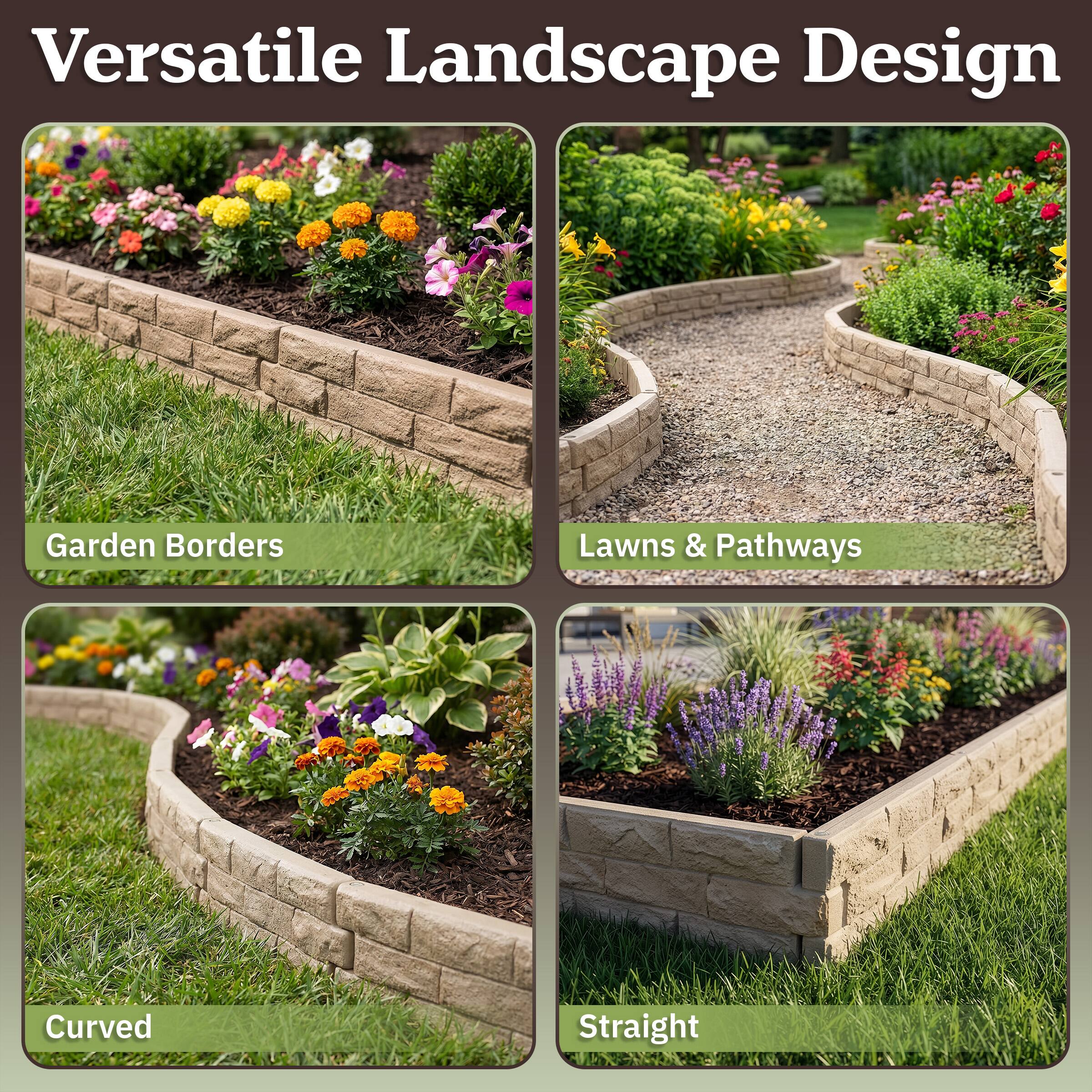 Versatile Landscape Design

Garden Borders

Lawns & Pathways

Curved

Straight