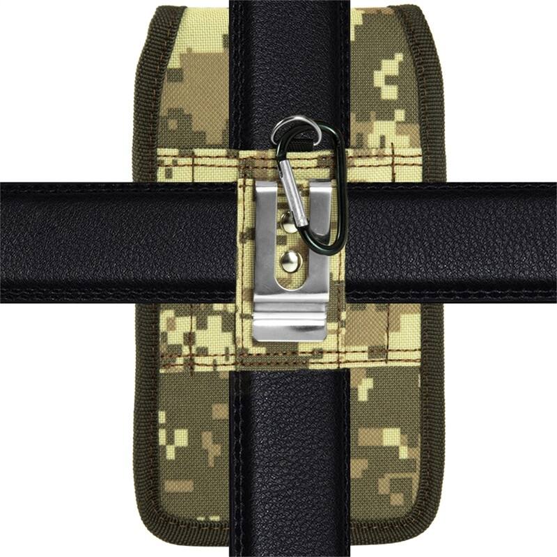 Alt View 3. LUXMO - LUXMO Large Vertical Universal Nylon Phone Pouch with Dual Card Slots - Digital Camo - Green.