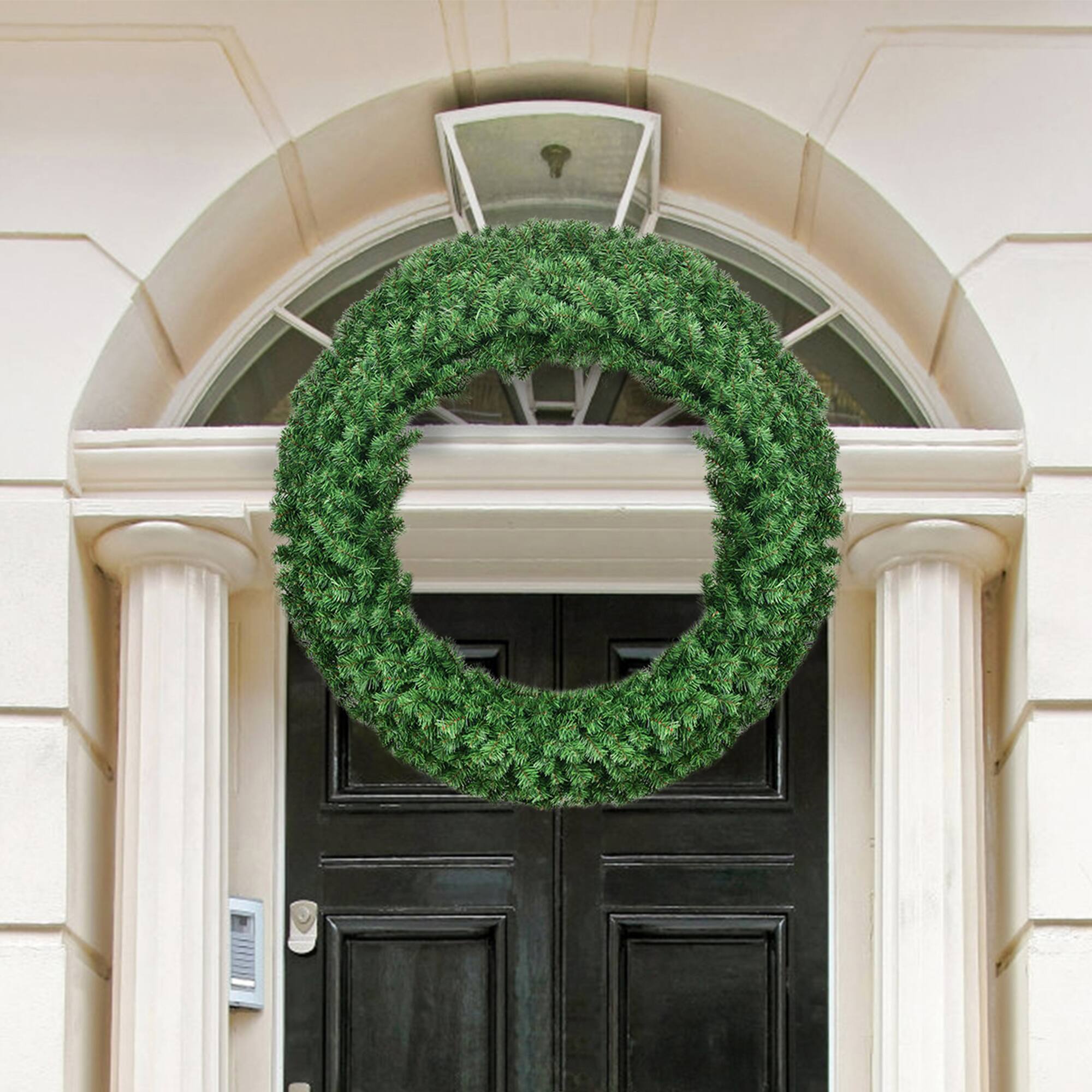 Alt View 3. Gymax - Gymax 48'' Pre-Lit Artificial Christmas Wreath Holiday Decoration w/ LED Lights - Green.