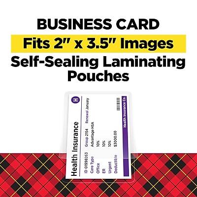 BUSINESS CARD  
Fits 2" x 3.5" Images  
Self-Sealing Laminating Pouches  

Health Insurance  
Group Advantage  
10%  
$3000.00  
Urgent Deductible Co.  
ER 10%  
HSA 2154  
January Renewal  
01598263  
Type Office CI Care  
10%