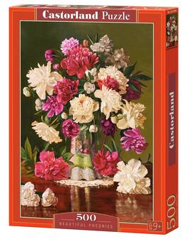 Castorland - 500 Piece Jigsaw Puzzles, Beautiful Pheonies, Bunch of flowers, Still nature, B-53780 - Red