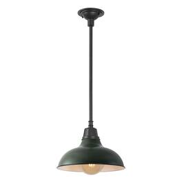 Jonathan Y - Jasper 12.25" 1-Light Farmhouse Industrial Indoor/Outdoor Metal LED Pendant - Kombu Green