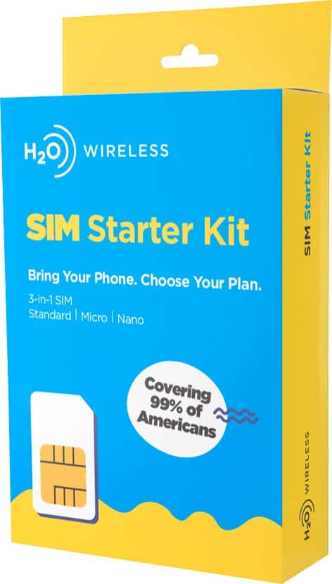 Front. H2O Wireless - Smart SIM Starter Kit 3-in-1 SIM Card for Unlocked Phones - Yellow.